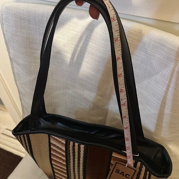 Women's Black and Brown Striped Bag - Picture 9 of 9